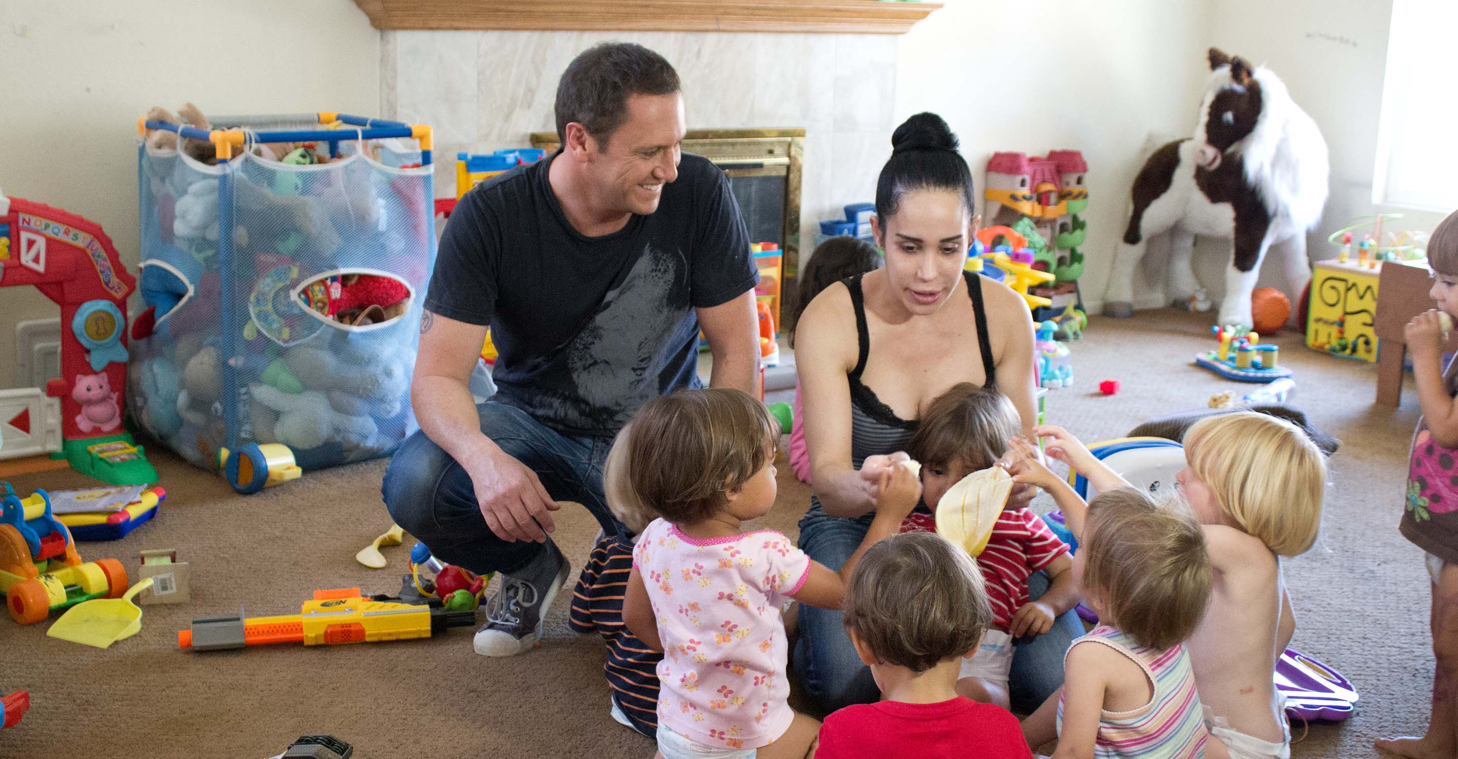 At home alone with Octomom and her children