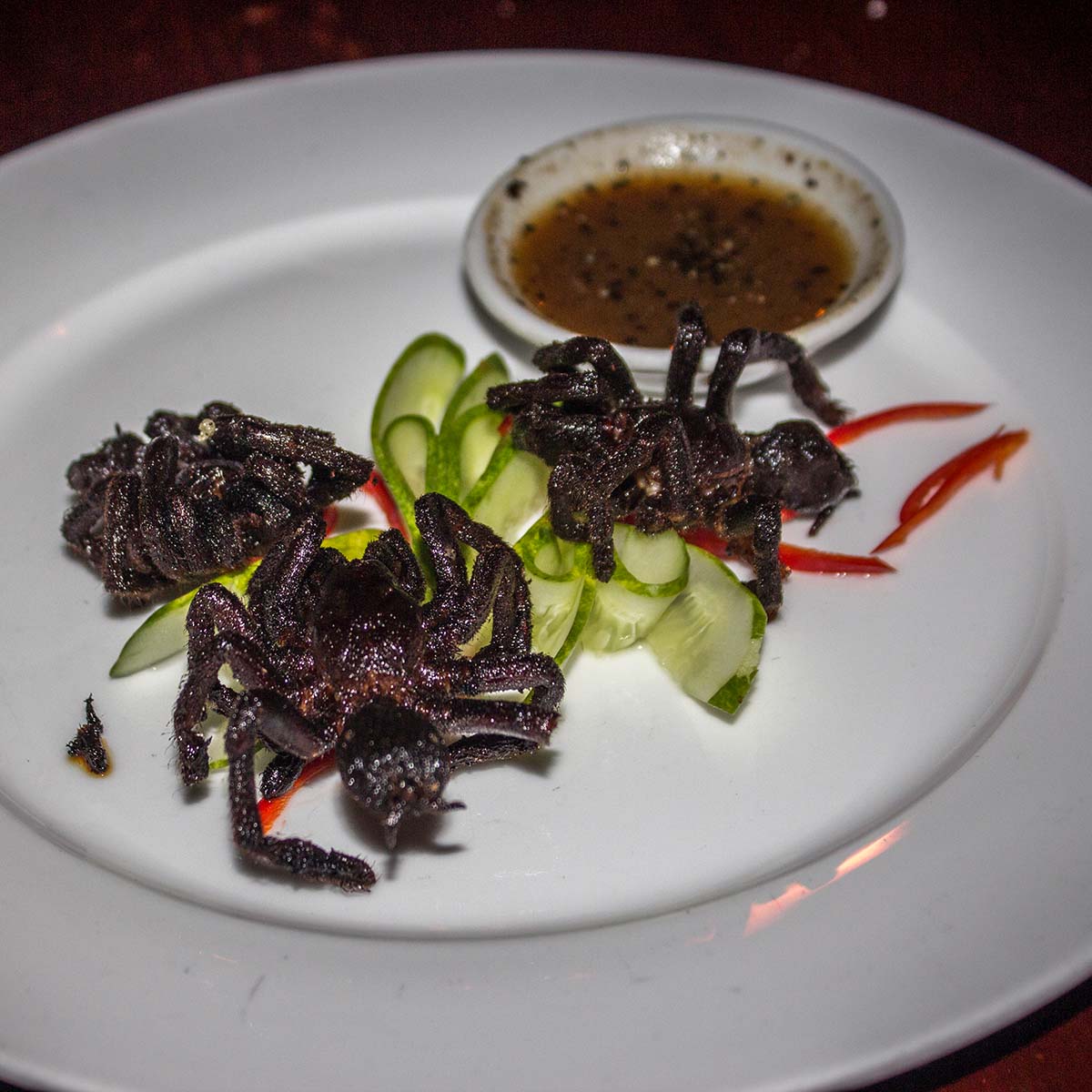Eating tarantula in Cambodia (Phnom Penh)