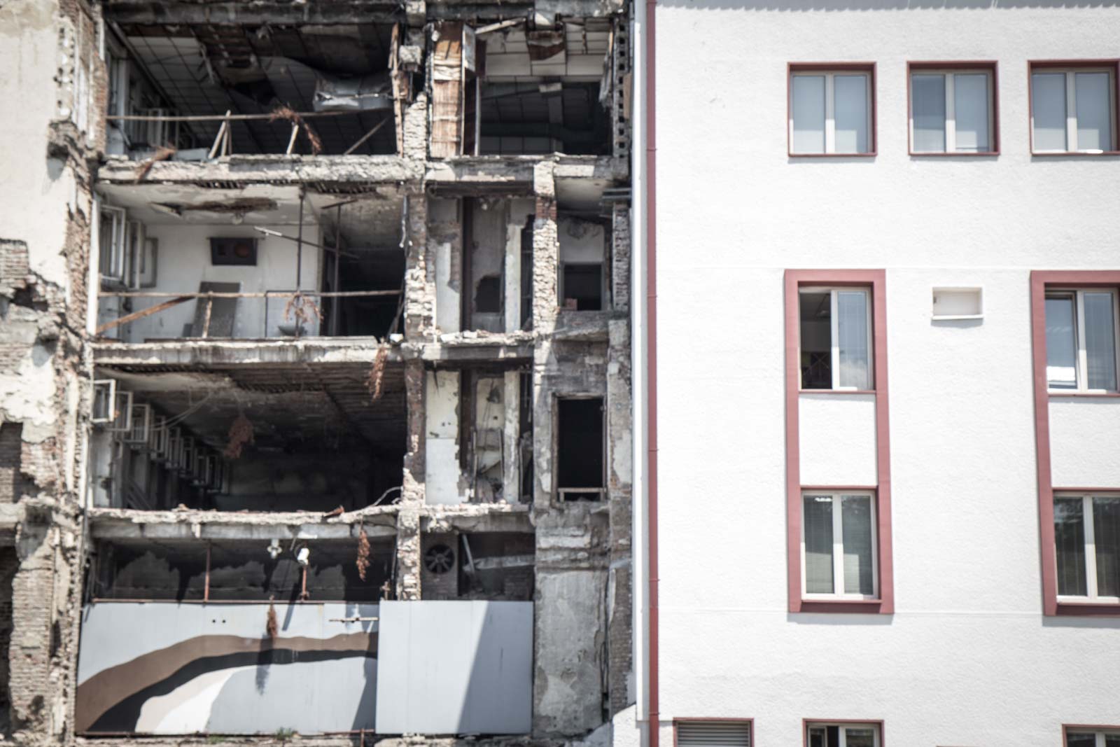 ruined buildings from belgrade bombings, serbia