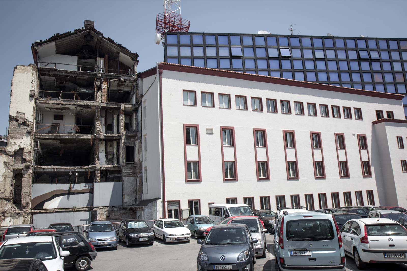ruined buildings from belgrade bombings, serbia