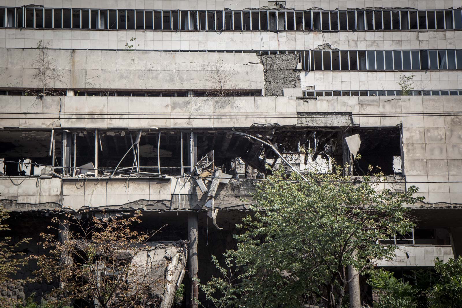 ruined buildings from belgrade bombings, serbia