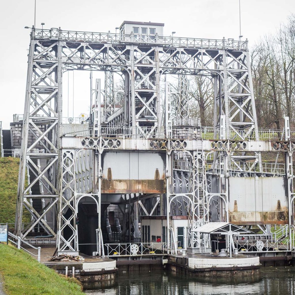 Four lifts on the Canal du Centre, Belgium