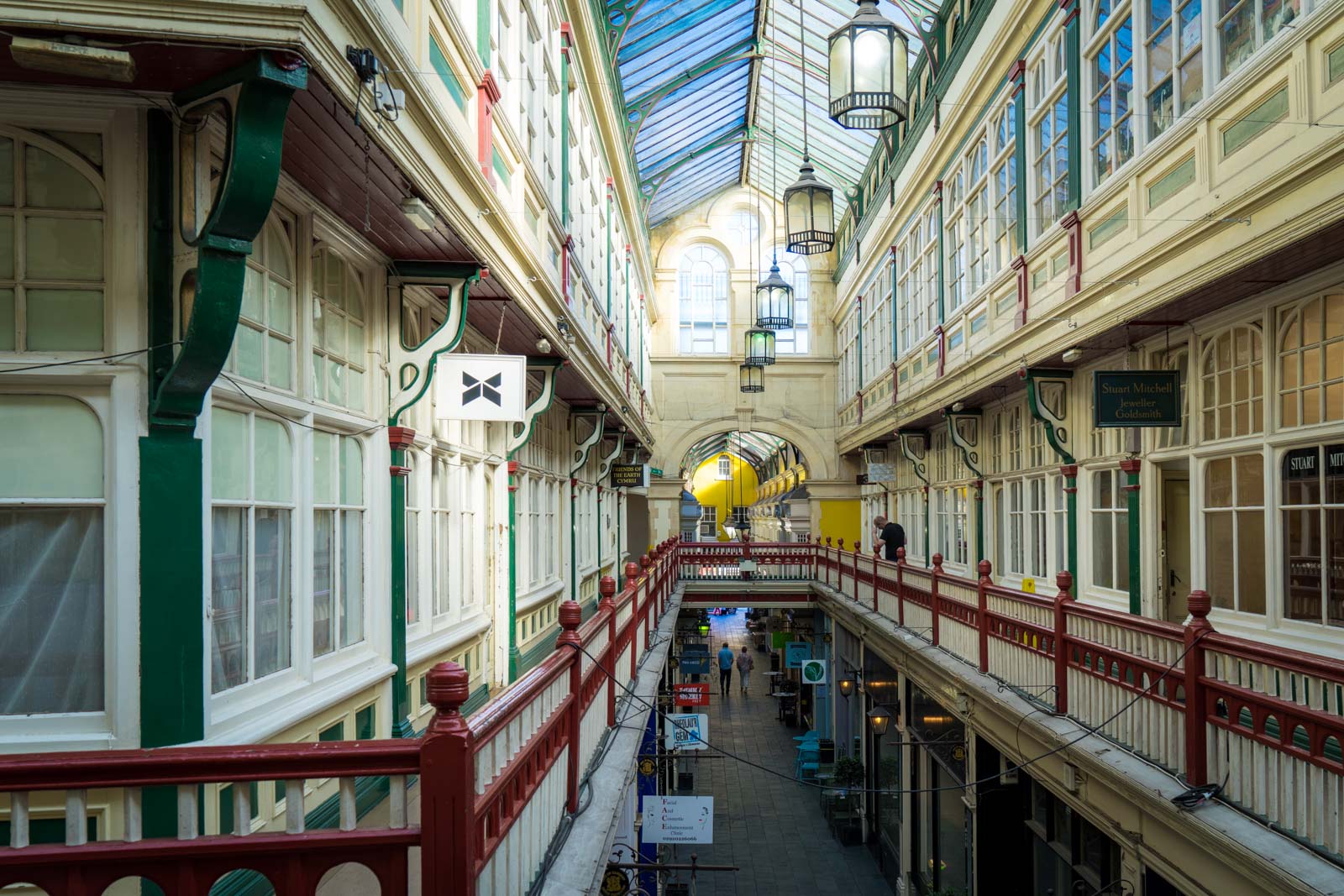 The shopping arcades in Cardiff, Wales