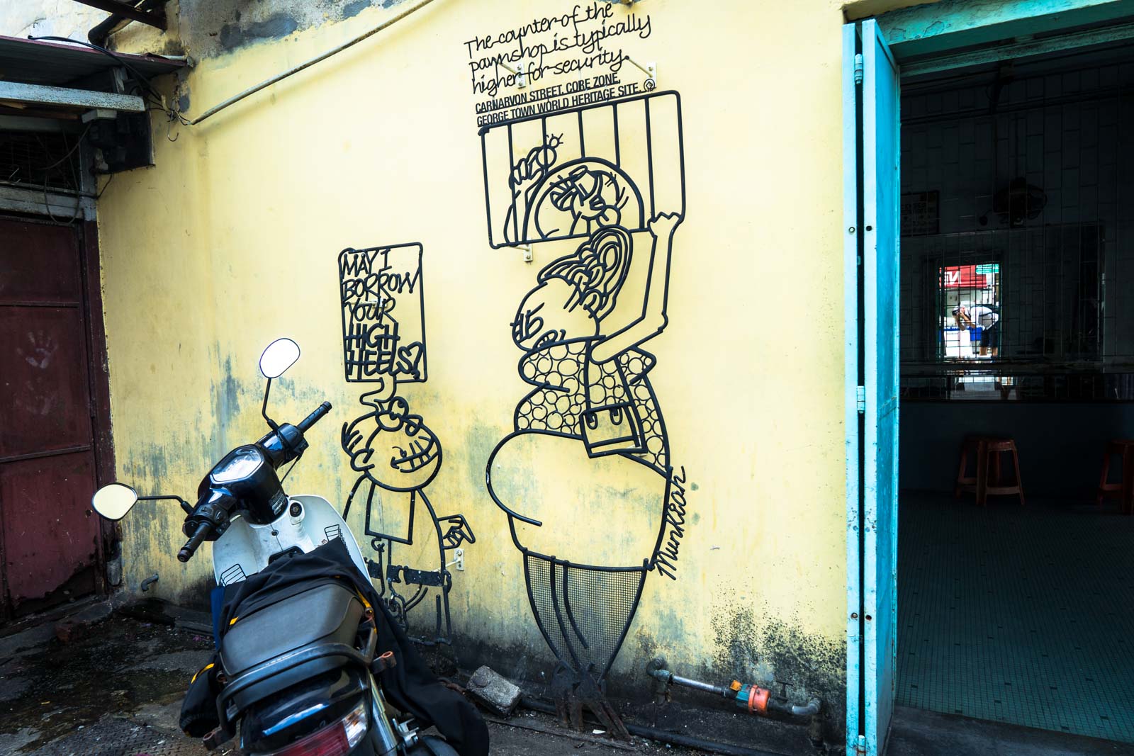 Steel rod comic art, George Town, Malaysia