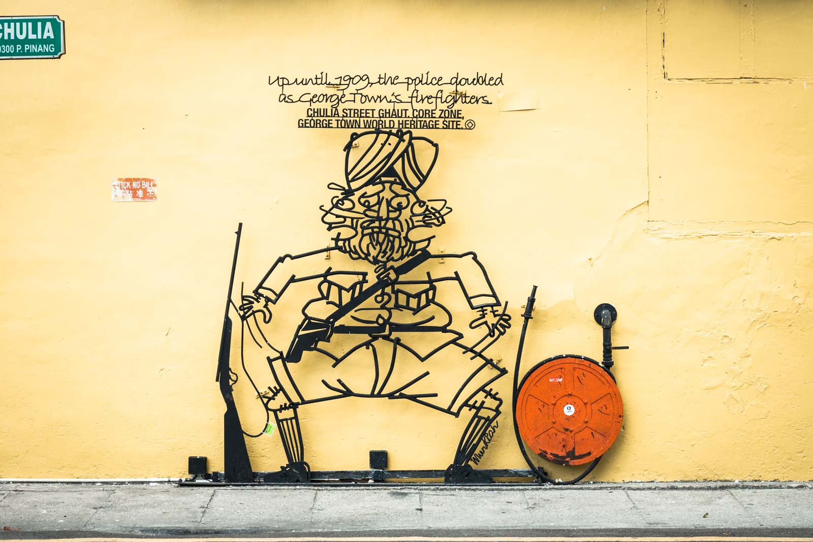 Steel rod comic art, George Town, Malaysia