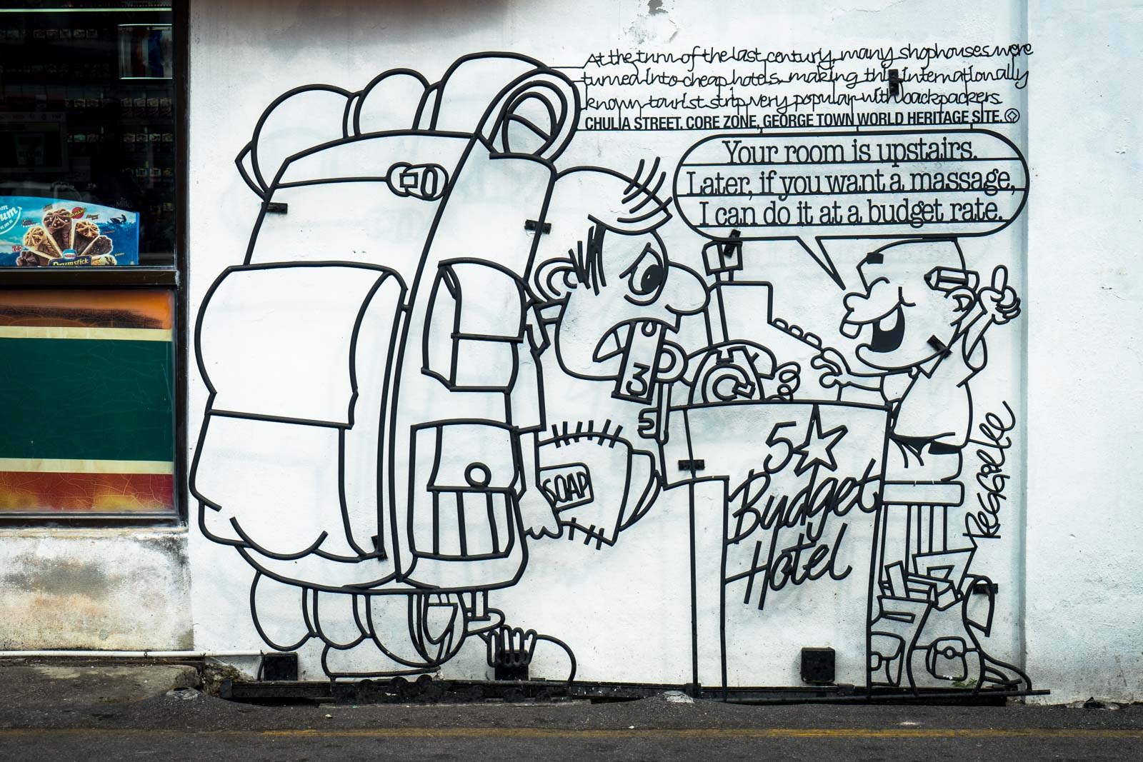 Steel rod comic art, George Town, Malaysia